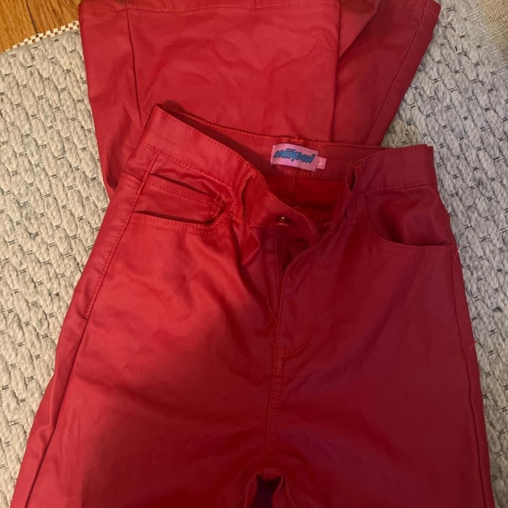 red leather pants